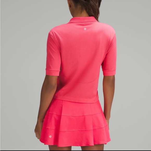 NWT Lululemon Swiftly Tech Relaxed Race Fit Cropped Polo Sz 4 Lip Gloss - Picture 2 of 5